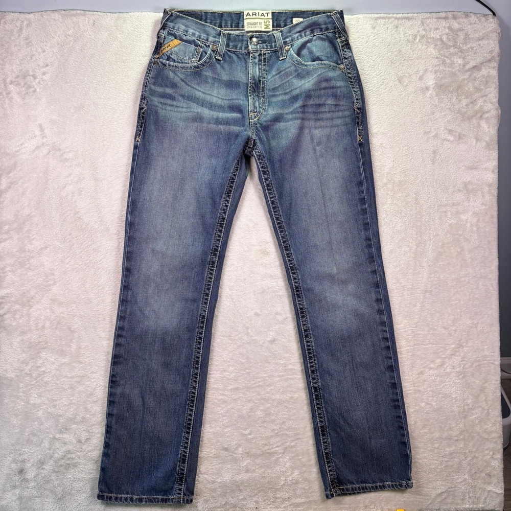 Ariat M5 Mens Jeans Size 35x36 Blue Straight Fit Straight Leg Denim Medium Wash